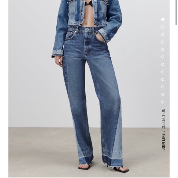 NWT ZARA Wide Leg Patchwork Collection Jeans SIZE 32 - Picture 13 of 16